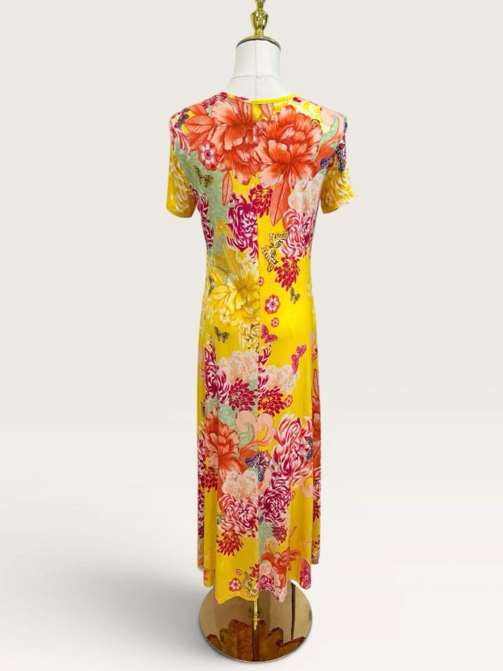 Johnny Was The Janie Favorite Cap Sleeve Midi Dress Charlie Floral Yellow Small